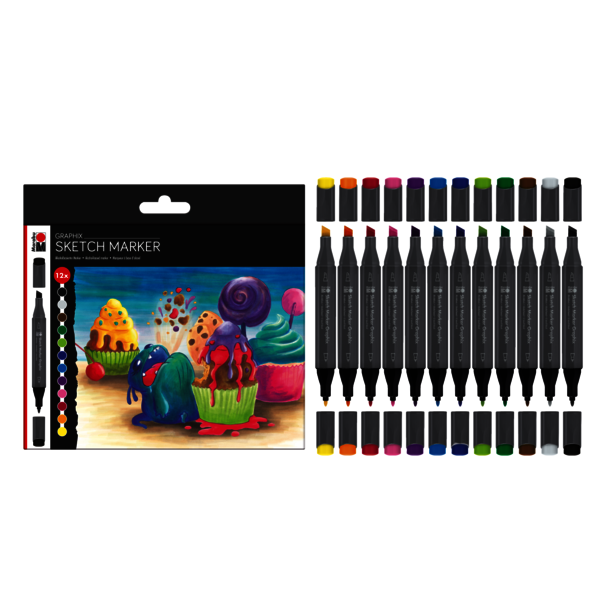 Sketch Marker Graphix  SUGARHOLIC, súprava 12 farieb