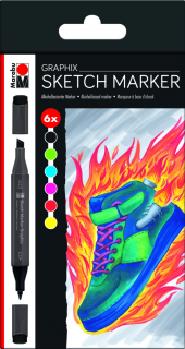Sketch Marker Graphix HEAT, súprava 6 farieb